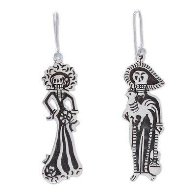 Alternate image for Taxco Silver Mariachi Day of the Dead Themed Dangle Earrings Day of The Dead Mariachi