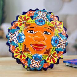 Image for Talavera-Style Sun Wall Plaque from Mexico Sunshine