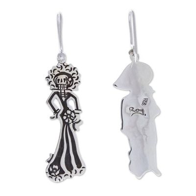 Alternate image for Taxco Silver Mariachi Day of the Dead Themed Dangle Earrings Day of The Dead Mariachi