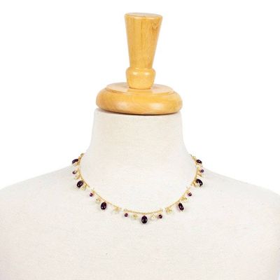 Alternate image for Gold-Plated Amethyst Fluorite Rainbow Moonstone Jewelry Set Drops of Sophistication