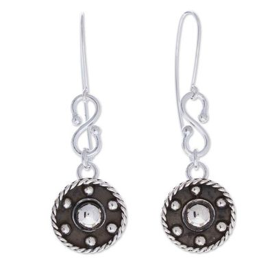 Alternate image for Modern Taxco Sterling Silver Oxidized Dangle Earrings Wheels of Style