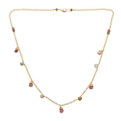Alternate image for Gold-Plated Jewelry Set with Colorful Tourmaline Droplets Dazzling Droplets