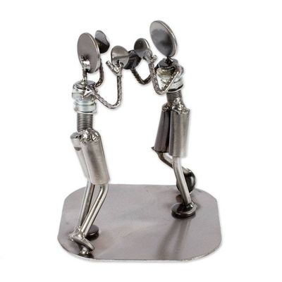 Alternate image for Rustic Sculpture Depicting Boxers in Recycled Auto Parts Rustic Boxing Match