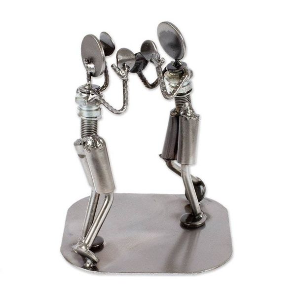 Alternate image for Rustic Sculpture Depicting Boxers in Recycled Auto Parts Rustic Boxing Match