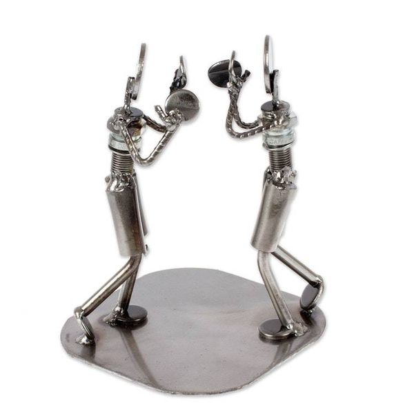 Alternate image for Rustic Sculpture Depicting Boxers in Recycled Auto Parts Rustic Boxing Match