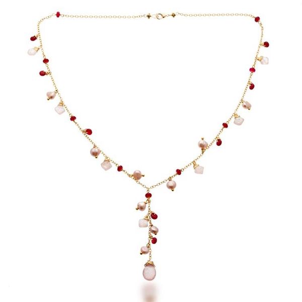 Alternate image for 14k Gold-Plated Rose Quartz Cultured Pearl Agate Jewelry Set Cascading Glamour