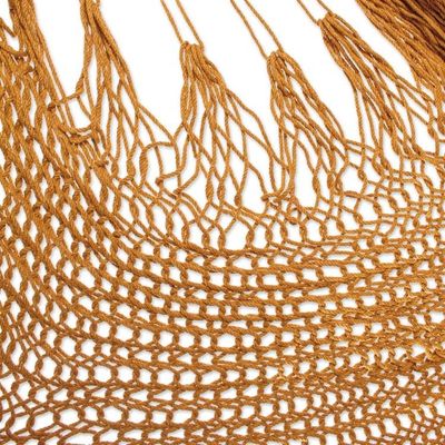 Alternate image for Honey Brown Tasseled Cotton Rope Mayan Hammock Swing Ocean Seat in Warm Honey