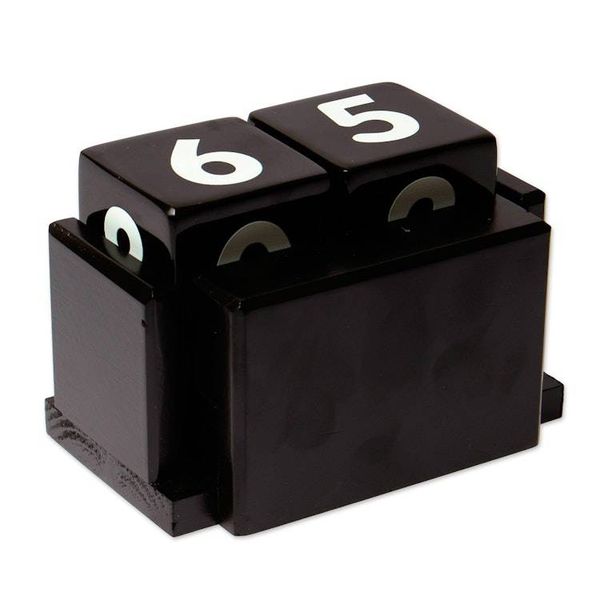 Alternate image for Handcrafted Marble and Wood Perpetual Desk Calendar in Black Eternal Time