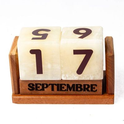 Alternate image for Marble Tile Cedarwood and Pinewood Perpetual Desk Calendar Neverending Time