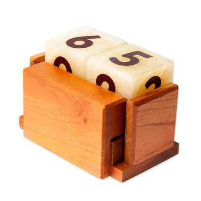 Alternate image for Marble Tile Cedarwood and Pinewood Perpetual Desk Calendar Neverending Time