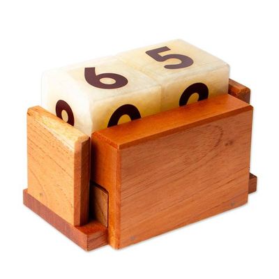 Alternate image for Marble Tile Cedarwood and Pinewood Perpetual Desk Calendar Neverending Time