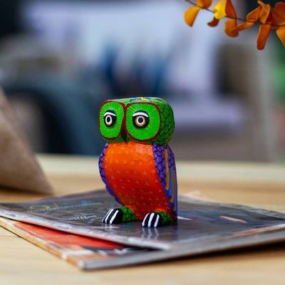 Primary image for Handcrafted Copal Wood Alebrije Owl Figurine from Mexico Owl Joy