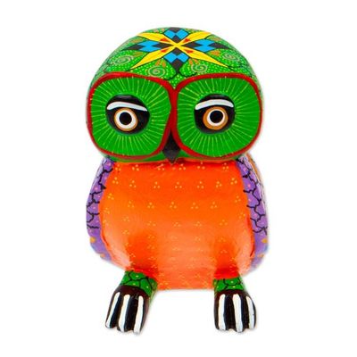 Alternate image for Handcrafted Copal Wood Alebrije Owl Figurine from Mexico Owl Joy