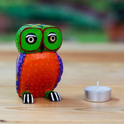 Alternate image for Handcrafted Copal Wood Alebrije Owl Figurine from Mexico Owl Joy