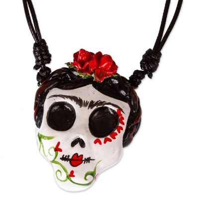 Alternate image for Adjustable Skull Pendant Necklace Beautiful Catrina