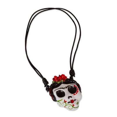 Alternate image for Adjustable Skull Pendant Necklace Beautiful Catrina