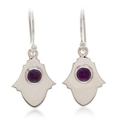 Alternate image for High-Polished Natural Amethyst and Silver Dangle Earrings Wise Alhambra