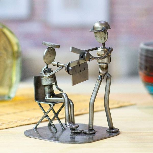 Alternate image for Recycled Metal and Auto Part Filmmaker Sculpture from Mexico Rustic Film Director