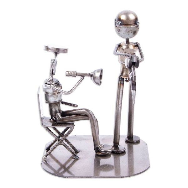 Alternate image for Recycled Metal and Auto Part Filmmaker Sculpture from Mexico Rustic Film Director