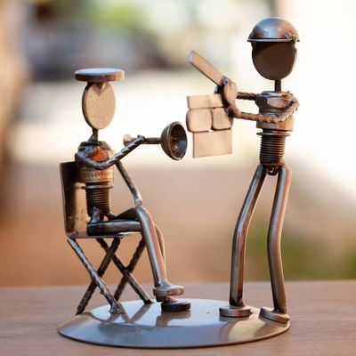 Alternate image for Recycled Metal and Auto Part Filmmaker Sculpture from Mexico Rustic Film Director