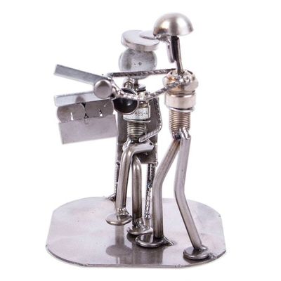 Alternate image for Recycled Metal and Auto Part Filmmaker Sculpture from Mexico Rustic Film Director