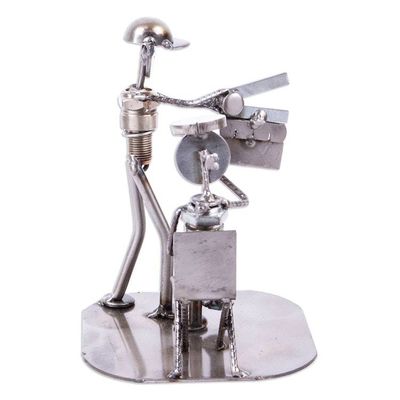 Alternate image for Recycled Metal and Auto Part Filmmaker Sculpture from Mexico Rustic Film Director