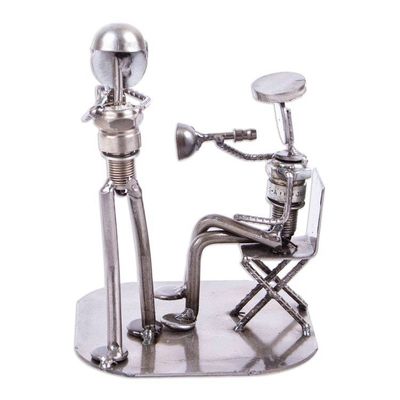 Alternate image for Recycled Metal and Auto Part Filmmaker Sculpture from Mexico Rustic Film Director