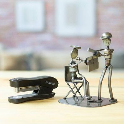 Alternate image for Recycled Metal and Auto Part Filmmaker Sculpture from Mexico Rustic Film Director