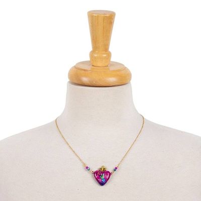 Alternate image for Hummingbird-Themed Purple 14k Gold-Plated Heart Necklace Hummingbird Liaison