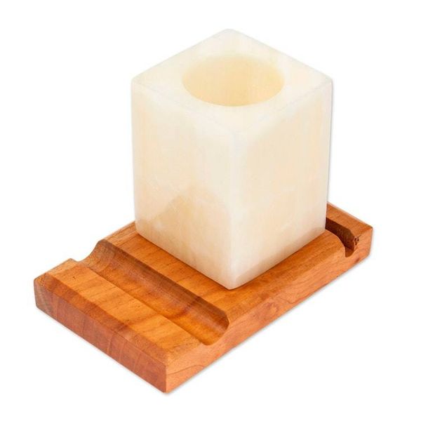 Alternate image for Marble Wood Pencil Phone and Card Holder for Office or Home Everything in Place