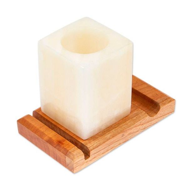 Alternate image for Marble Wood Pencil Phone and Card Holder for Office or Home Everything in Place