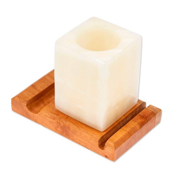 Alternate image for Marble Wood Pencil Phone and Card Holder for Office or Home Everything in Place