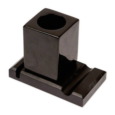 Alternate image for Handcrafted Marble Pencil Phone and Card Holder in Black Essentials in Place