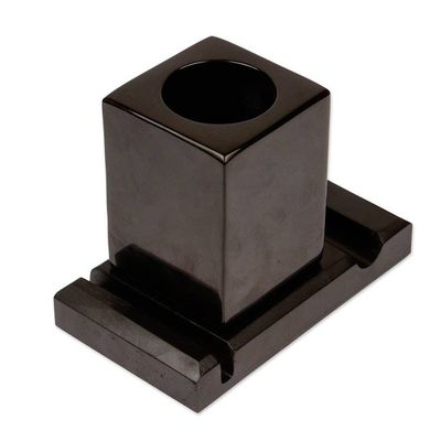 Alternate image for Handcrafted Marble Pencil Phone and Card Holder in Black Essentials in Place