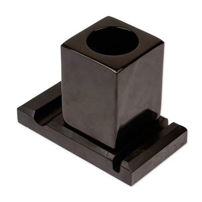 Alternate image for Handcrafted Marble Pencil Phone and Card Holder in Black Essentials in Place