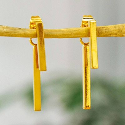 Primary image for High-Polished 24k Gold-Plated Dangle Earrings from Mexico Altar to Tomorrow