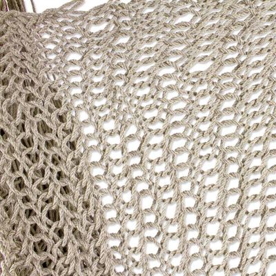 Alternate image for Tasseled Beige Cotton Rope Mayan Hammock Swing from Mexico Ocean Seat in Ivory