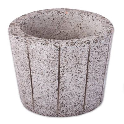 Alternate image for Striped Reclaimed Stone Flower Pot from Mexico Plant Barrel