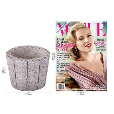 Alternate image for Striped Reclaimed Stone Flower Pot from Mexico Plant Barrel