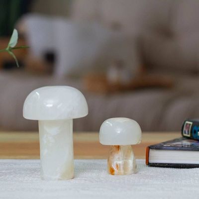Primary image for 2 Mushroom-Shaped White Onyx Home Accents Handmade in Mexico Marvelous Mushrooms