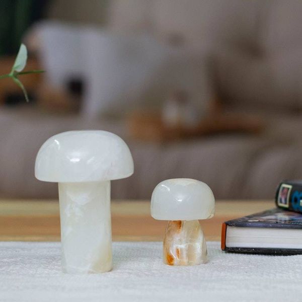 Alternate image for 2 Mushroom-Shaped White Onyx Home Accents Handmade in Mexico Marvelous Mushrooms