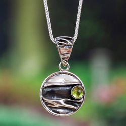 Image for Taxco Silver Pendant Necklace with Peridot Taxco Dawn