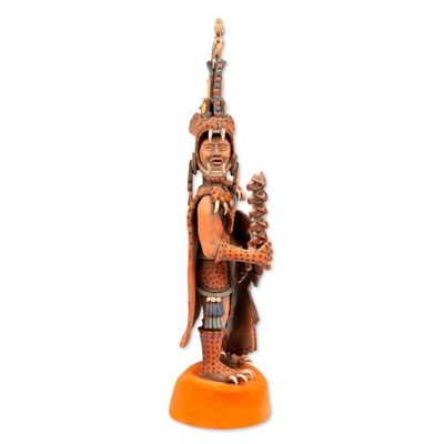Alternate image for Aztec Warrior Ceramic Replica Sculpture from Mexico Large Jaguar Warrior