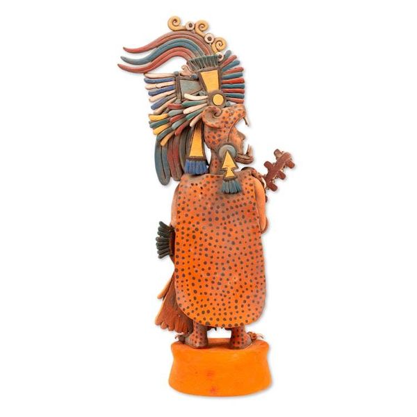 Alternate image for Aztec Warrior Ceramic Replica Sculpture from Mexico Large Jaguar Warrior
