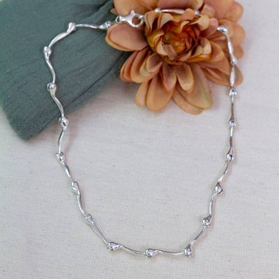 Primary image for Gleaming Sterling Silver Link Necklace from Mexico Radiant Buds