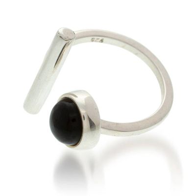 Alternate image for High-Polished Modern Natural Obsidian Wrap Ring from Mexico Nouvelle Guide