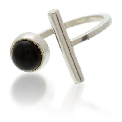 Alternate image for High-Polished Modern Natural Obsidian Wrap Ring from Mexico Nouvelle Guide