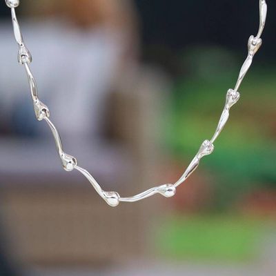 Alternate image for Gleaming Sterling Silver Link Necklace from Mexico Radiant Buds