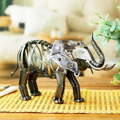 Primary image for Rustic Recycled Auto Parts Elephant Sculpture Mighty Rustic Elephant