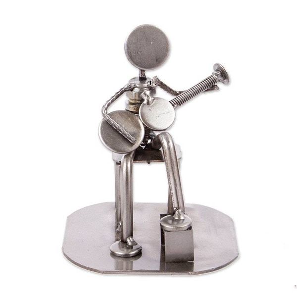 Alternate image for Rustic Auto Part Eco-Friendly Sculpture of a Guitarist Rustic Guitar Serenade